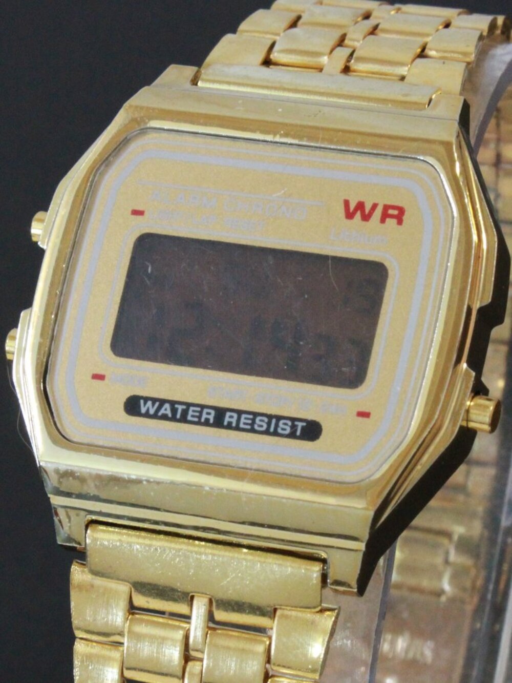 Retro Style Digital Watch Metal Case Bracelet Back light, Stopwatch, Day, Date - Picture 10 of 11